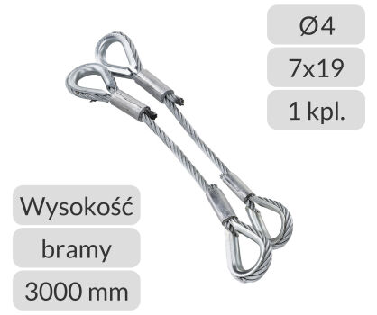 Komplet lin stalowych zamiennik do bramy Wiśniowski UniPro typu SN wysokość bramy 3000mm