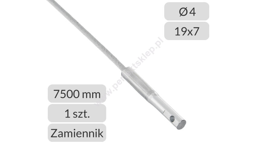 Lina stalowa ocynkowana 4mm L=7500mm typ prowadzenia L, LD do bram przemysłowych Hormann zamiennik nr kat. TH-4-19x7-7,5