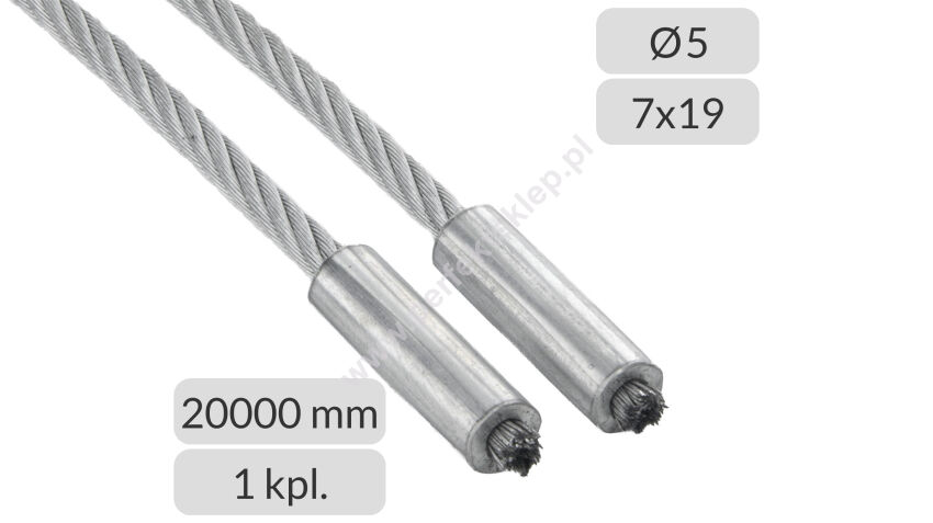 Komplet lin stalowych ocynkowanych 5mm L=20000mm typ 440 nr kat. 440REGL-5-7x19-20