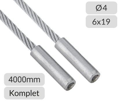 Komplet lin stalowych ocynkowanych 4mm L=4000mm typ 440 Polsling nr kat. 440REGL-4-6x19-4