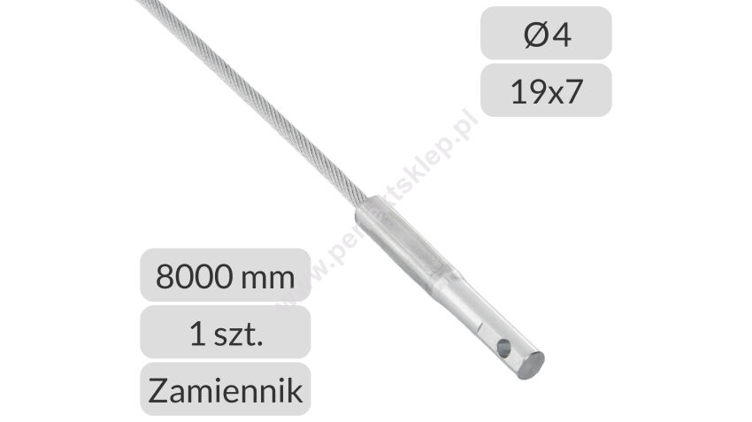 Lina stalowa ocynkowana 4mm L=8000mm typ prowadzenia L, LD do bram przemysłowych Hormann zamiennik nr kat. TH-4-19x7-8