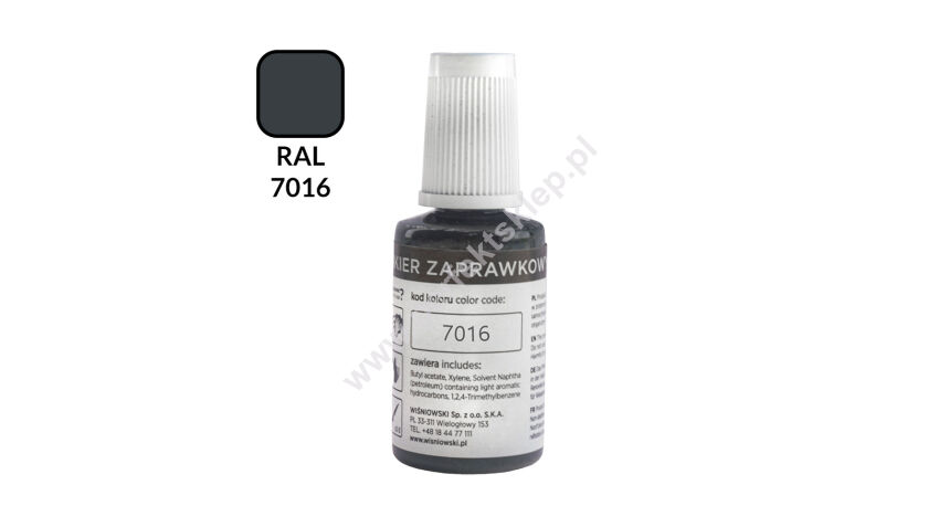 Lakier zaprawkowy RAL 7016 MAT z pędzelkiem 25ml Wiśniowski nr kat. 96668