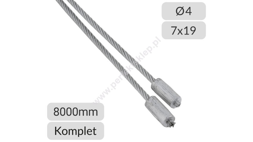 Komplet lin stalowych ocynkowanych 4mm L=8000mm do bram przemysłowych Crawford Assa Abloy nr kat. PLG-SCR-4-7x19-8