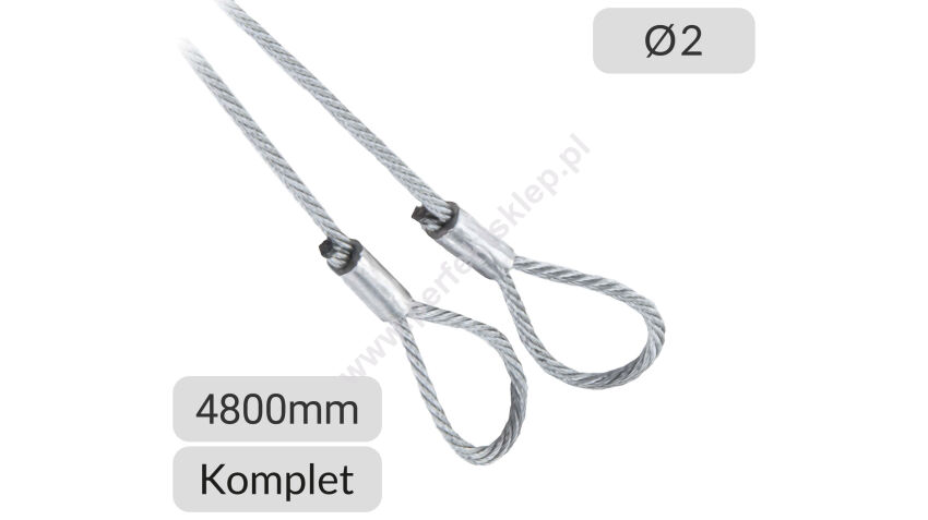 Liny stalowe 2 mm L=4800mm z oczkiem bramy garażowej IsoMatic Hormann nr kat. 4012526