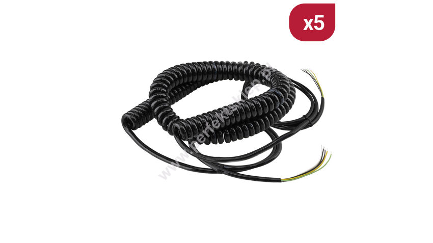 Zestaw 5szt. Przewód spiralny 5x0,22mm² 800mm+700mm+1500mm 4-krotne wydłużenie Simech nr kat. 8070150-SET