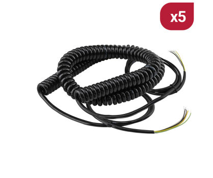 Zestaw 5szt. Przewód spiralny 5x0,22mm² 800mm+700mm+1500mm 4-krotne wydłużenie Simech nr kat. 8070150-SET